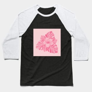 Tropical Pink Hibiscus Baseball T-Shirt